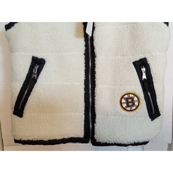 Boston Bruins Wear by Erin Andrews Reversible Zip Sherpa Vest Women's XL - Picture 6 of 10